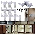 TECHBLAZE Wardrobe Cabinet Hinge LED Motion Sensor Lights Set of 10 Almirah Lights Cupboard LED Hinge Lightngs Night Lights (Cool LED White, 0.25 W) Set of 10 Lights with Batteries