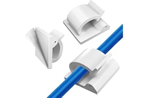 Kcmell Cable Clips, 50 Pieces White Cable Clips Self Adhesive Cable Tidy Clips Sticky Wire Clips Plastic Cable Organiser Clips for Office, Home, Desktop, Car