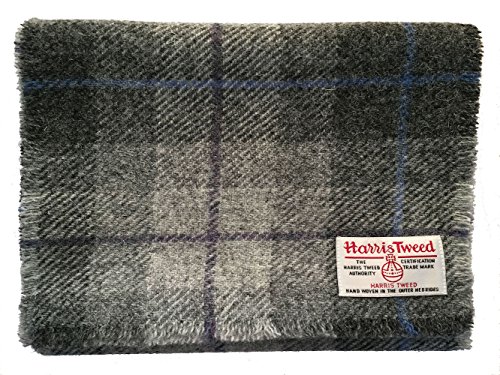 Scott&MacKenzie Bufanda de lana Harris Tweed de lujo para damas o caballeros en elección de diseño y color (Gris claro)