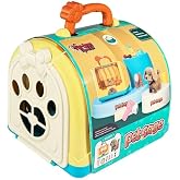 VARDEM Taşıma &Ccedil;antalı Hareketli Pilli K&ouml;pek Seti, Pet Shop Oyuncak K&ouml;pek, Sesli ve Y&uuml;r&uuml;yen Evcil Hayvan Oyuncağı, Aksesuarlı 