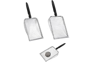 CMANLNYK 2 Stück Siebenschaufel Aus Edelstahl - Effiziente Reinigung Katzenklo Schaufel, Genaue Filterung Gartensieb Erde, Katzenklo Schaufel Metall, Komfortables Griffdesign, Einfache Reinigung