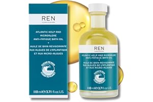 REN Atlantic Kelp & Microalgae Anti-Fatigue Bath Oil 110ml – Luxurious Marine Detox, Revitalising Bodycare & Spa Treatment with Essential Oils for Radiant, Rejuvenated, Nourished Skin
