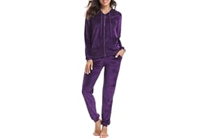 Aottori Survêtement Femme Velours Ensembles Sportswear 2 Pièce Zippé à Capuche Ensemble de Sport Jogging Pantalon Décontracté Pyjama d'intérieur Vêtements