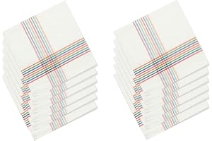 MAXIMA AMENITIES 12 Trapos de Cocina 100% algodón | Paño de Cocina - Toalla de Cocina Muy Absorbente | Diseño clásico, Blanco con Rayas | Medidas 40 x 40 cm