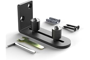 CCJH Guía de Puerta Corredera Ajustable - Montaje en Piso y Pared para Puerta de Granero, Negro