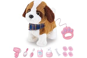 RuiDaXiang Jouet électronique en Peluche pour Chien avec Laisse télécommandée,Chien de Compagnie interactif réaliste,Marchant,Comprend des Accessoires pour Chiots(Paxney)