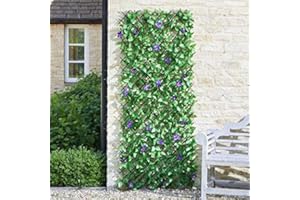 Garden Mile 180 x 60cm Expandable Lilac Bloom Garden Trellis - Willow Trellis with Artificial Leaves and Flowers, Realistic Faux Lilac Bloom Trellis for Outdoor, Garden, Wall, Fence Decoration