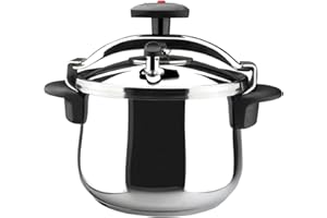 Magefesa Star Bombeada - Olla Express Tradicional 6L, Acero Inoxidable 18/10, Cocina Sana, Para Inducción, Reparto del Calor, Válvula Giratoria