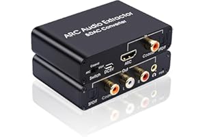 AMANKA HDMI ARC Audio Extracteur Convertisseur DAC 192 KHz Digital vers Analogique Audio Convertisseur HDMI ARC vers Optical Toslink SPDIF Coaxial Stéréo Aux RCA L/R 3,5 mm Jack pour TV Casque Soundbar