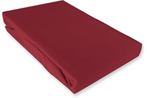 ‎JULIDO Julido Jersey Spannbettlaken 90-100x190-200 cm, Betttuch mit Gummizug, Bettlaken Bordeaux aus Baumwolle, Oeko-Tex Standard 100