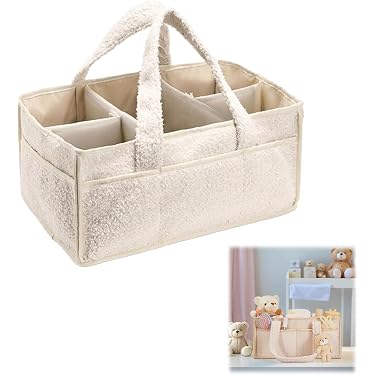 Organizer Viaggio Bambini Organizer Pannolini Portatile 38x25x18cm - Cestino Fasciatoio Con Scomparti Regolabili - Verde Chiaro Peluche Organizer Per Pannolini - 8