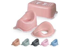 DOCARI Kinder Toiletten Set 3in1 ab 1 Jahr rosa - bestehend aus Baby Töpfchen Tritthocker Kinder Kindersitz Toilette