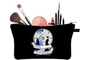 POLOGMASE Sac à cosmétiques Mercredi Addams, Maquillage Addams Movie Mercredi Fans Cadeau Addams Movie Merchandising pour Femmes et Filles, Mercredi Noir, Maquillage