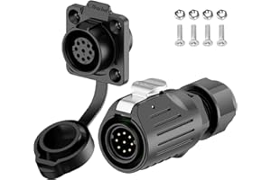 E-WeiChat EW-LP16 Conector industrial estanco IP68 Conector de aviación Conector circular con carcasa de plástico PBT Conector eléctrico de liberación rápida M16 2-9 Pines Enchufe de brida (9 Pines)