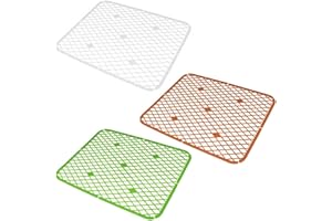 COSEDACASA Tappeto lavabo Tappetino lavello Cucina Rettangolare Quadrato per casa Cucina in plastica Bianco Verde Arancio Set da 2-Quadrato