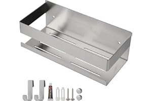 EXLECO Mensola Doccia Acciaio Inox Mensole Bagno Adesivo Mensola da Doccia Senza Foratura con 2 Ganci Organizzator Parete Portaoggetti Doccia Mensola Muro Bagno Organizer Bagno Accessori Bagno Argento