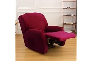 Jianyana Copripoltrona Relax Reclinabile Velluto 1 posto, 4-Pezzo Fodera per poltrona reclinabile con Tasca, Lavabile Antiscivolo Copripoltrona per Poltrona Reclinabile Protezione