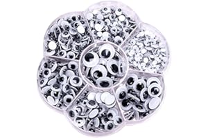 Buziba Ojos saltones autoadhesivos de plástico, ojos tambaleantes y ondulados, varios tamaños variados, ojos adhesivos para manualidades, decoración de álbumes de recortes (700)