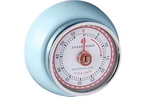 Zassenhaus Magnetischer Retro-Küchentimer, 60 Minuten, 7,9 cm, Hellblau, Blau
