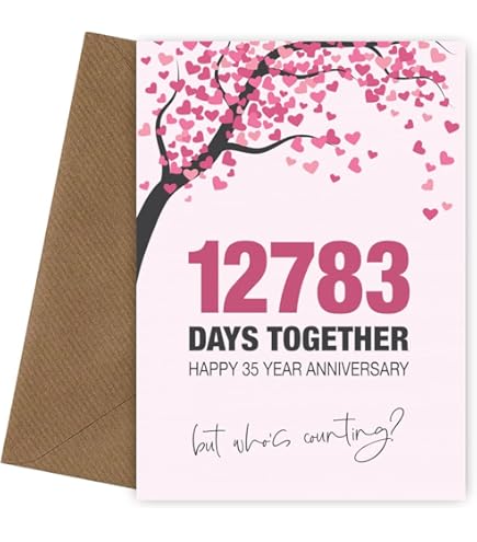 Funny 35th Anniversary Card, Unique Design, 'Happy Coral - View #10