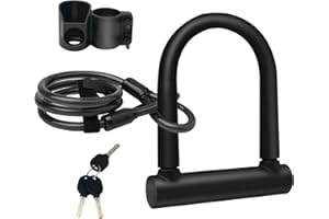 BODYWEL Candado en U Bicicleta, Candado Bicicleta Antirrobo con Cadena de Acero 1,2 m y 3 Llaves y Soportes de Montaje, para Bicicletas Eléctricas, Bicicletas Plegables, Bicicletas de Montaña, Scooters