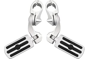 Hokuotolite Short Angled Highway Pegs,Adjustable Highway Foot Pegs Foot Rest for Harley Touring Electra Road King Street Glide with 1.25 Engine Guard, Chrome