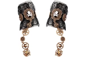 Daimay Gothic Handstulpe mit Brosche Victorian Steampunk Handgelenk Cuff Gear Armband für Hochzeit Braut Halloween Fasching Accessoires - 1 Paar - Piraten-Stil
