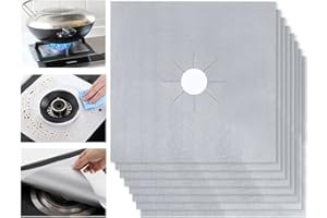 Ballery Protezioni per fornelli a Gas, 8 Pezzi Protezioni per Piano Cottura con fornelli a Gas, antiaderenti, riutilizzabili, Facili da Pulire(Argento)