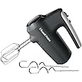 Russell Hobbs Hand Mixer (Electric whisk for baking, 5 Speeds + Turbo Mode, Dishwasher safe chrome beaters & dough hooks, Bowl & heel rest feature, 350W peak power) Desire Matte Charcoal 27151