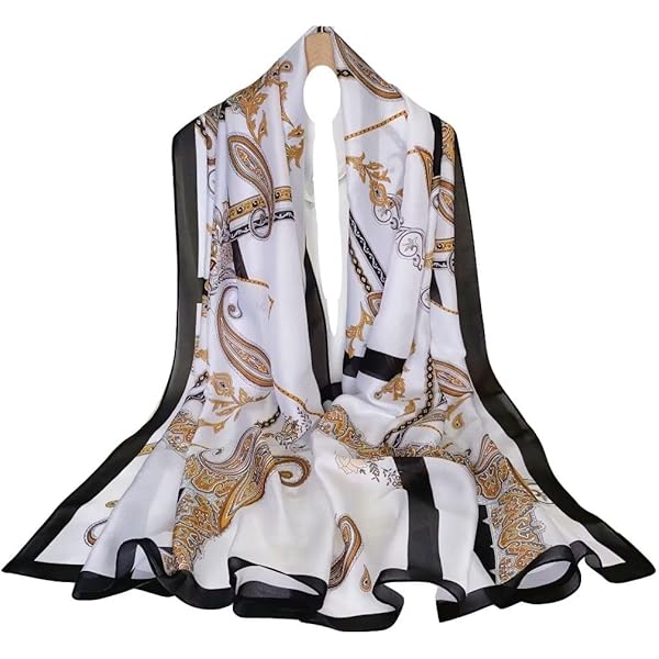 Sciarpa In Seta Chiffon Donna - Foulard Orientale Semi-Trasparente Per Tutte Le Stagioni - Foto 8