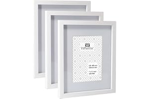 YIPINYIN White 8 x 10 Inch Photo Frames Set of 3 with Mat for 5 X 7'',Boxed Picture Frame 10x8'' 3Pack With Perspex Window Front for Tabletop or Wallmounted,Picture Frame 7 x 5''