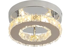 ‎DELIPOP DELIPOP Moderne Kronleuchter Kristall, 12W LED Deckenleuchte Runde, Deckenlampe Kristall Silber, Deckenleuchten für Wohnzimmer, Schlafzimmer, Küche, Flur, Warmweiß 3000K