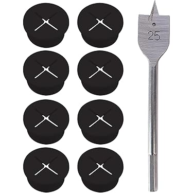 QUARKZMAN 1 stuk kabeldoorvoer grommet, flexibel rubber, kabelafdekking voor bureau, computer, zwart QUARKZMAN 1 stuk kabeldoorvoer grommet, flexibel rubber, kabelafdekking voor bureau, computer, zwart