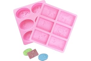 YWKJDDM Seifenformen Silikon, 2 Stück Silikonform seife Rechteckig und Oval Seifenform 6 Hohlräume, Silikon Seifenformen für Seife DIY Formen Kuchen Backen Schokolade