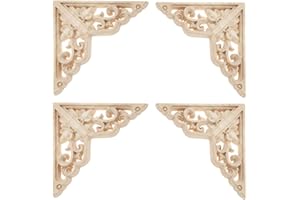 Gativs Holzornamente für Möbel - 4 Stück Skulptur Applique, Geschnitzt Corner Ornament, Schnitzerei Onlay Applikation, Möbel Ornamente Appliques Ecke, 25 * 25CM