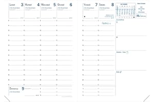 Quo Vadis 003006Q Agenda RIGIRO Lingua italiana Anno 2026 Formato 9x12,5 cm Settimanale 13 Mesi Dicembre-Dicembre Carta Bianca Ricambio Agenda Blisterato Copertina in Cartone Bianco