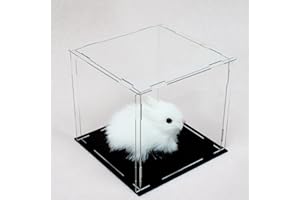 MEEC Vetrina in acrilico trasparente, showcase con base nera, vetrina di protezione antipolvere per action figure, giocattoli da collezione (10 x 10 x 10 cm) (001)