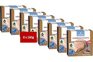 EBANEY Followfish MSC Fair Trade Thunfisch Filets, mit Bio-Chili, 160g (8er Pack)