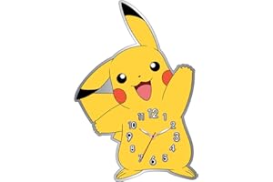 Accutime POK3170 Orologio da parete in metallo per bambini, design Pokémon, orologio analogico Pikachu, decorazione per la cameretta dei bambini, orologio al quarzo alimentato a batteria, orologio per