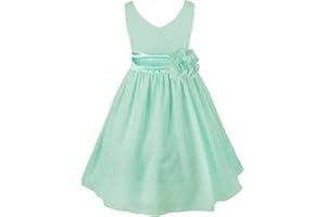 ranrann Robe de Cérémonie Fille Enfant Pétale Mousseline Robe Mariage Demoiselle d'honneur Fleur Princesse Robe Soirée Chiffon Elegante Robe Fête Anniversaire 2-14 Ans