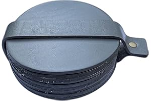 Brute Strength - Posavasos de Cuero de Grano Entero - Gris - Redondo - 10 Unidades - Posavasos Redondo para Vidrio - Posavasos para Bebidas - Incluye Soporte