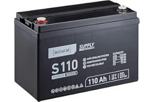 Accurat AGM Batterie S110-12V, 110Ah, zyklenfest, wartungsfrei - VRLA Versorgungsbatterie, Blei Akku, Solarbatterie, Bootsbatterie für Wohnmobil, Wohnwagen, Camper, Bootsbatterie