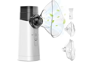 PAPOIYA Inhalator Vernebler, Tragbar Inhalationsgerät Set, Geräuscharmes Wirksame Behandlung von Atemwegserkrankungen, Inhaliergerät für Kinder und Erwachsene (White)