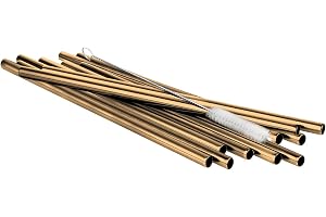 Buddy's Bar - Återanvändbara metallsugrör, 6 sugrör i rostfritt stål i set + rengöringsborste, storlek 21,5 cm x 8 mm, diskma
