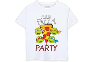 Teenage Mutant Ninja Turtles Chłopięca Biała koszulka z krótkim rękawem | Życie Pizza Party | Koszulka Shell-tastic dla fanów | Przygotuj się na pożeranie żółwi