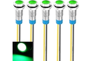 Gebildet 5pcs 8mm 230V AC LED Indicador de Luz de Metal Lámpara de Señal Impermeable (Verde)