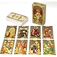 AYME Golden Art Nouveau Oracle Tarot Card Games : A 78-Card Tarot Deck - Among Most Popular English Oracle Universal Old-Fashioned Divination Future Game Card Set, God Fate Prediction Cards (Style 15)