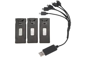 CRYFOKT 3Pcs 3.7V RC Drone Lithium Battery, RC Aircraft RC Drone Battery with 3 In 1 Charging Cable for E88 E88Pro LS E525 E525Pro, Overcharge and Short Circuit (1800mah)