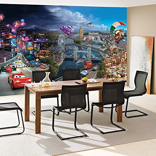 Vlies Fototapete PREMIUM PLUS Wand Foto Tapete Wand Bild Vliestapete – Kindertapete Cartoons Autos Lightning Cars Lightning Mc Queen Animation – no. 996, Größe: 254 x 184 cm Vlies - 8