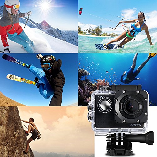4K Action Kamera, YIPIN Ultra HD Sports Kamera Wifi 24fps 12MP 2,0 Zoll 170 ° Weitwinkel Action Cam Wasserdicht Unterwasser mit 2 Verbesserten Batterien akku und Kostenlose Zubehör Kits - 9